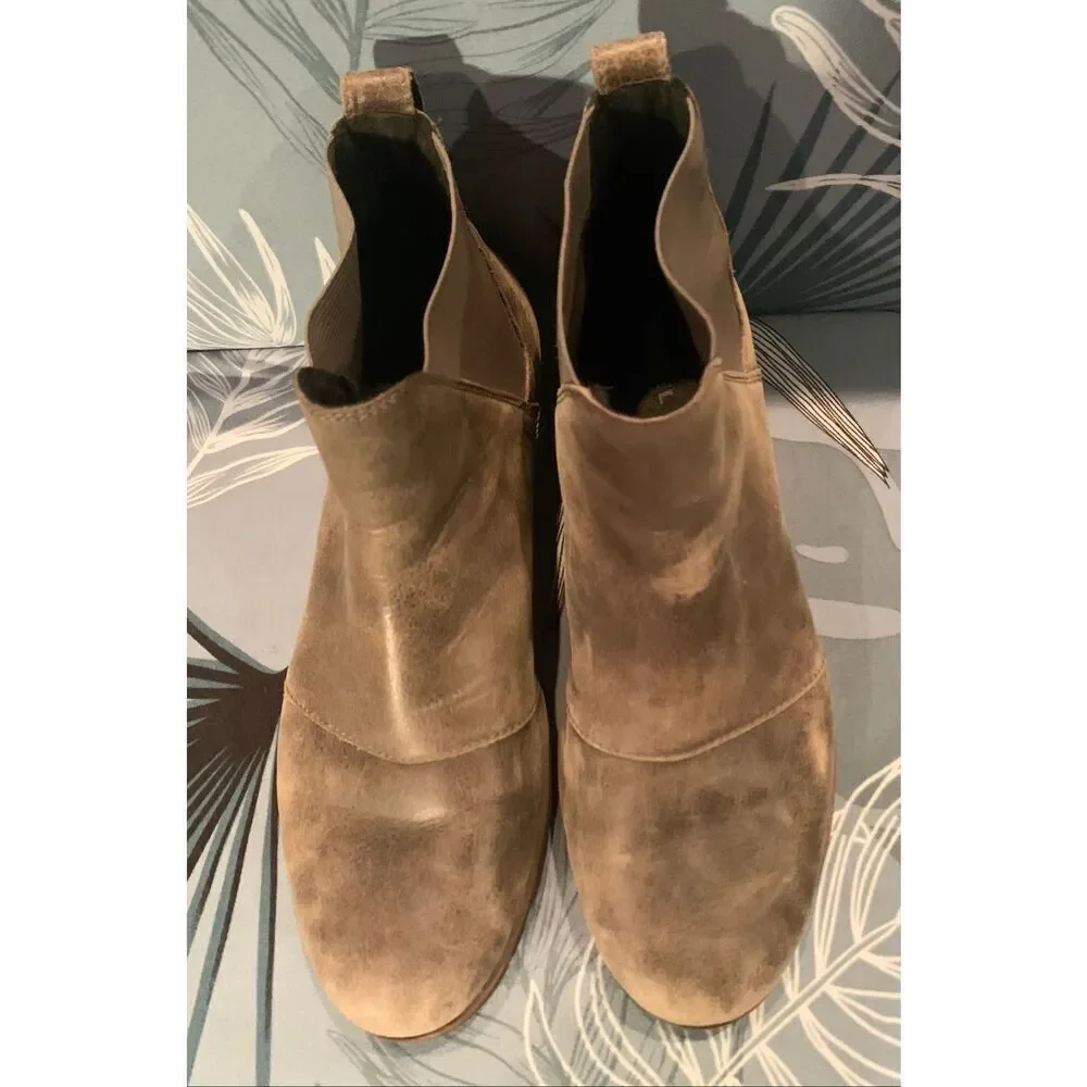 Sorel Harlow Gray Leather Chelsea Pull On Ankle Boots sz 10